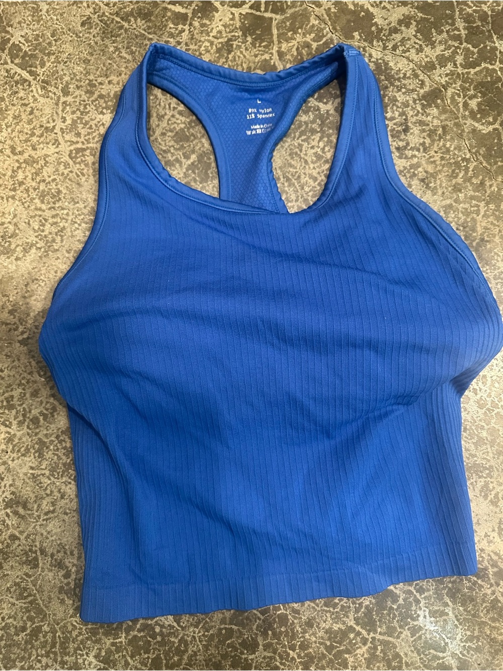 Ribbed Racerback Crop Tank - Royal Blue